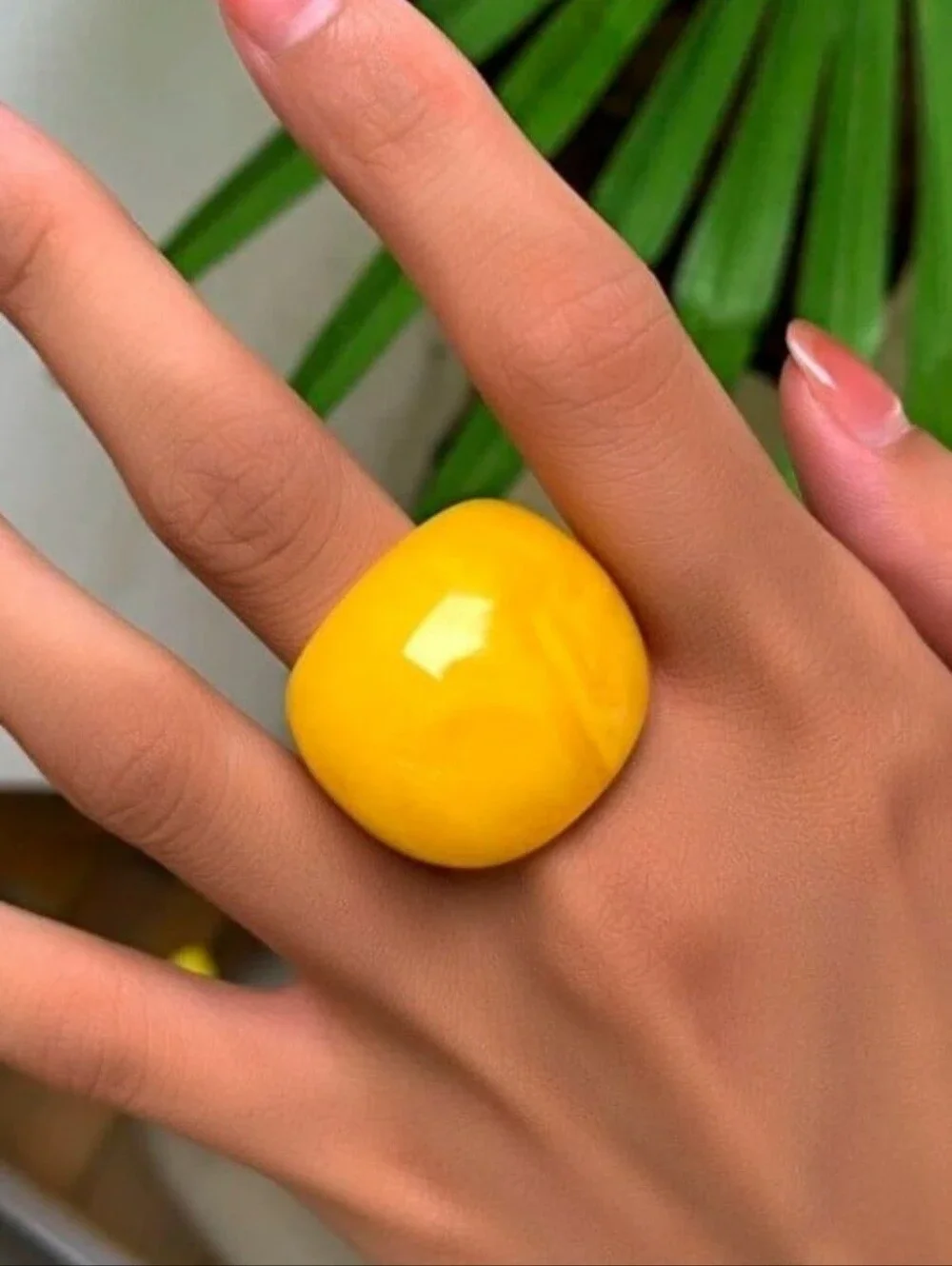 Bold Yellow Resin Dome Cocktail Ring